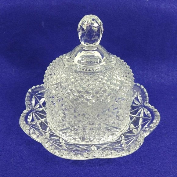 Avon Glass Butter Cheese Tray w/ Dome Cloche Bottom Marked - Picture 1 of 8